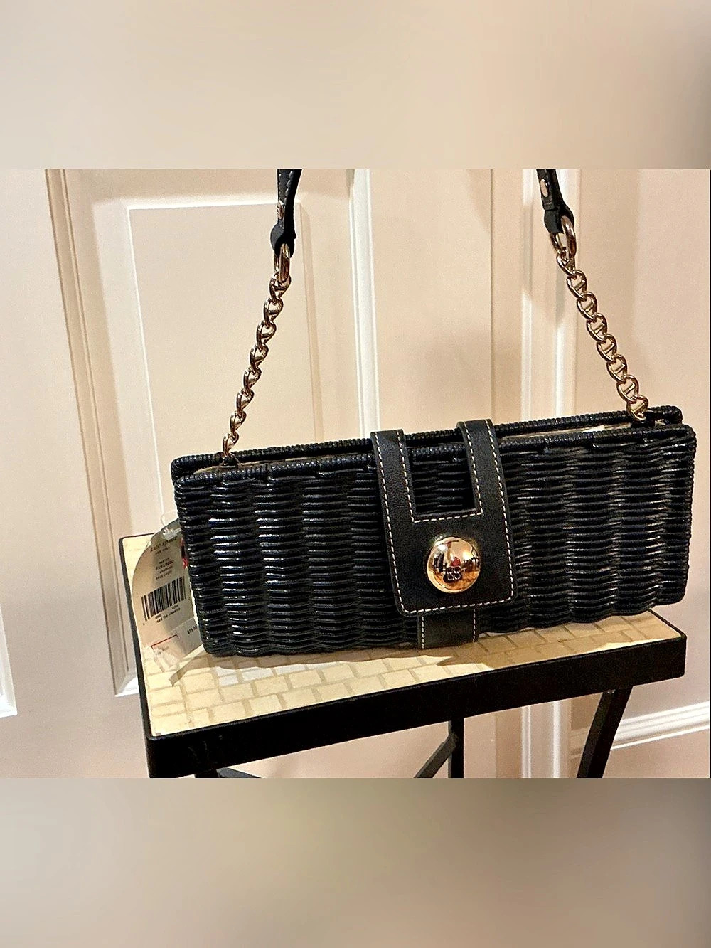 Kate Spade Lynn Woven Shoulder Bag in Navy Blue NWT